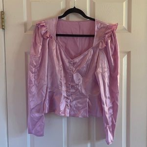 100% Silk Long Sleeve Top With Ruffles